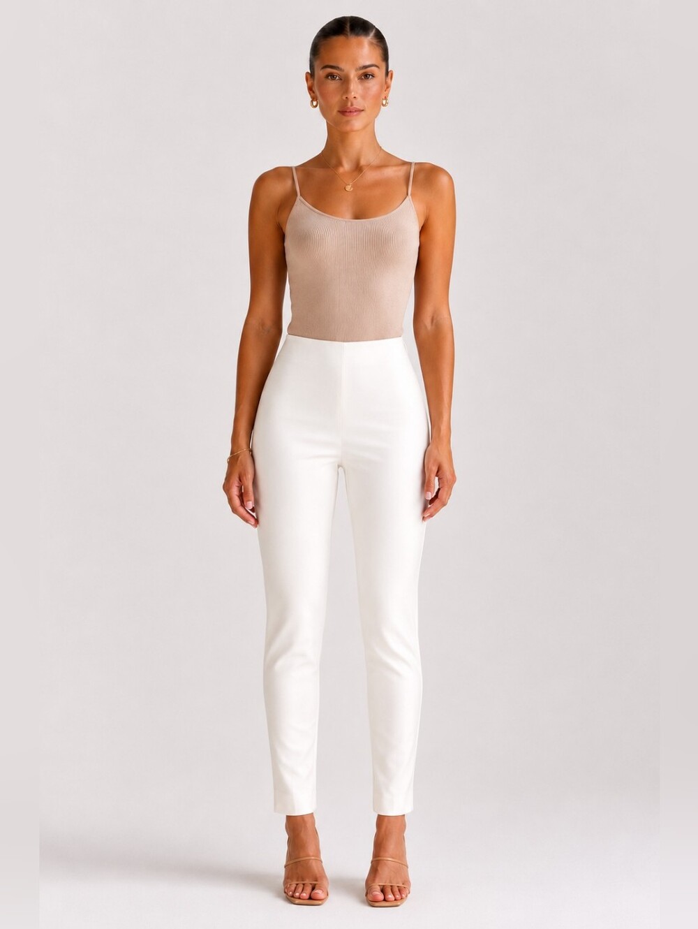 Worth Audrey Slim Tapered Cigarette Ankle Pants    w/ Hem Splits Ivory Size 8
